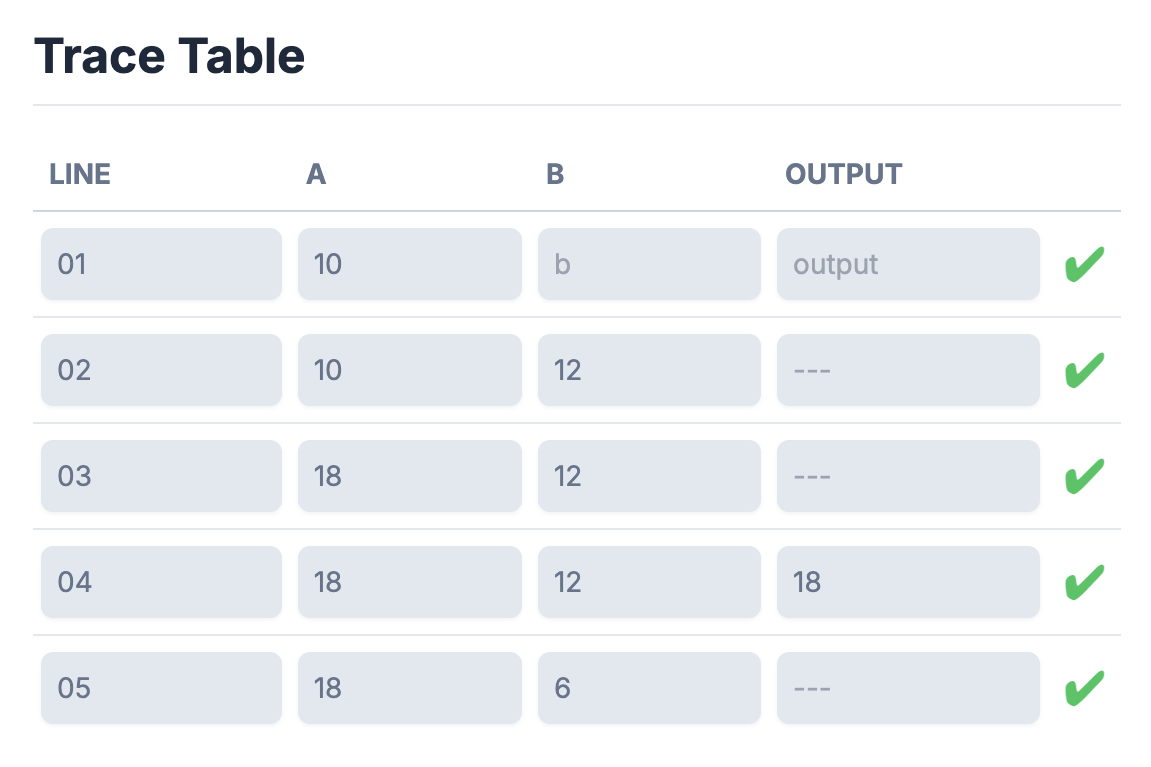 Trace Table Tool